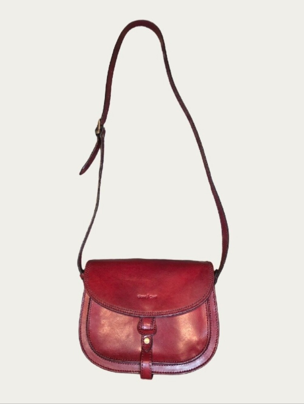 Gianni Conti Italy Red Leather Classic Saddle Bag Crossbody